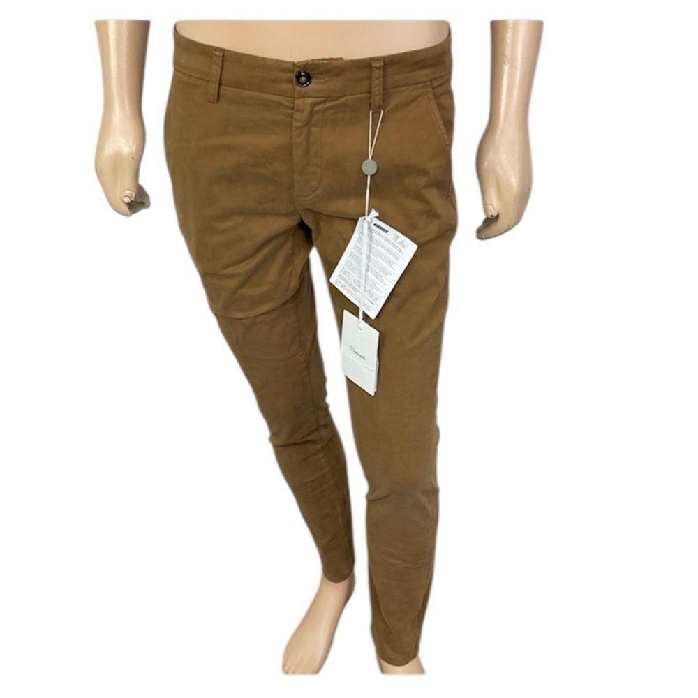 NEW (+) People Men's Tabacco Straight Leg Made In Italy Chinos Pants 34 IT 48